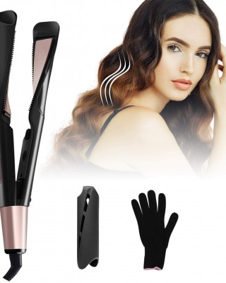 2  in  1 Far  infrared Hair Straighter Curler LCD Digital Temperature Display Curling Iron PTC Heating Anti  scalding One  button Lock Hair Curler